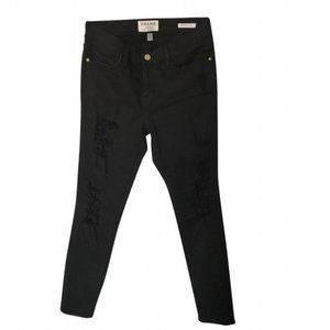 FRAME Black Distressed Destroyed Skinny Jeans